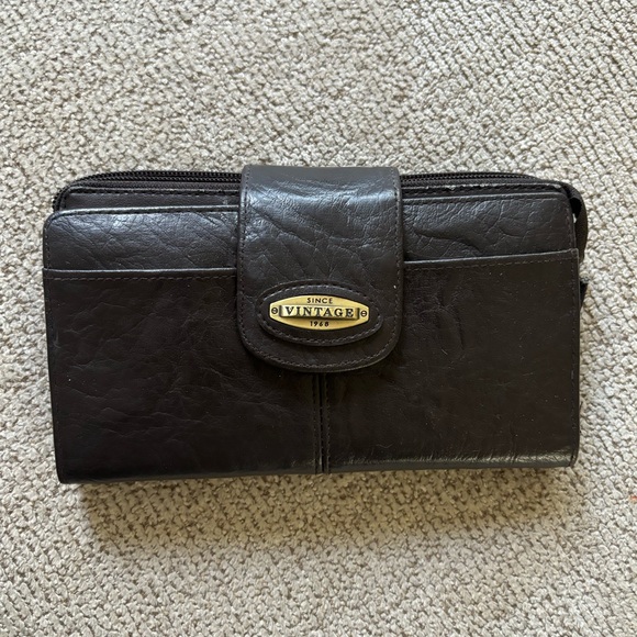 Dark brown vintage leather wallet - Picture 1 of 4